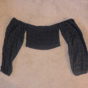 NWOT Fashion Nova Plaid Long Sleeve Crop Top